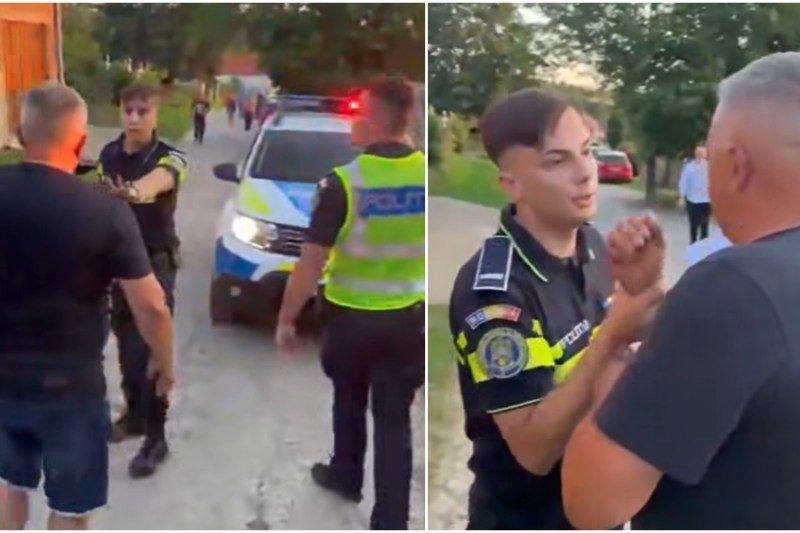 Police video attacked by several people in a village in Caraş-Severin, after stopping a young drink on ATV. The agent removed the gun to defend himself
