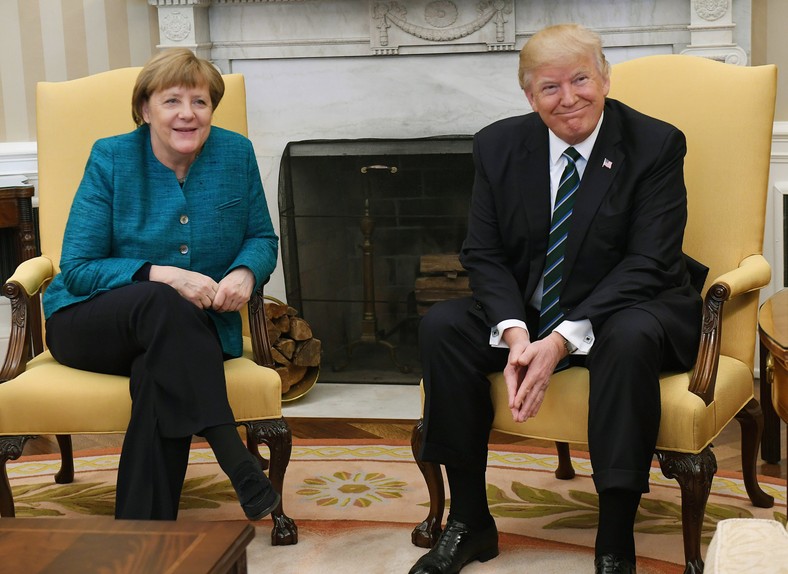 German Chancellor Angela Merkel and US President Donald Trump in the oval office. Washington, March 17, 2017