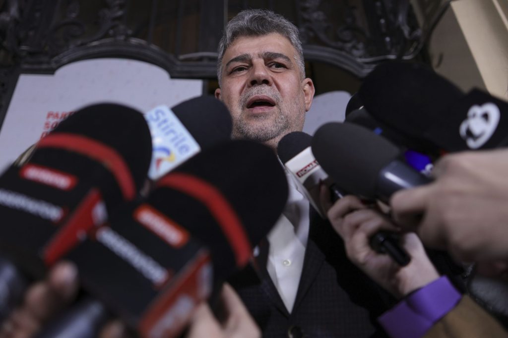 Marcel Ciolacu at the party headquarters at the end of the first round for the Romanian Presidency, in Bucharest, December 24, 2024. Inquam Photos / Octav Ganea
