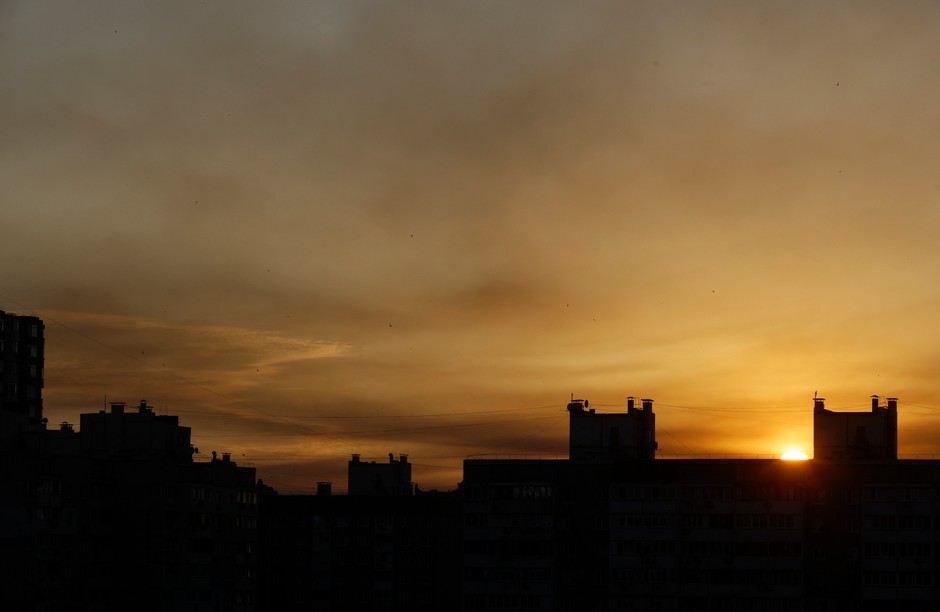 Smoke floating over Kiev after Russia's night raid, 4 July 2025.