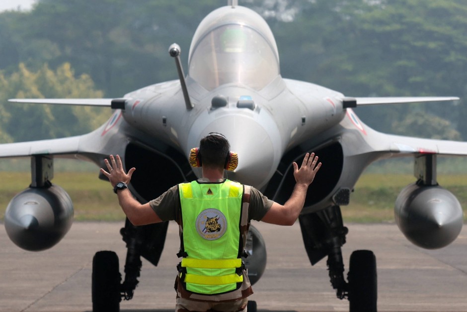 French fighter Rafale after landing at the Halim Perdanakusum, Jakarta, Indonesia, 24 July 2024.
