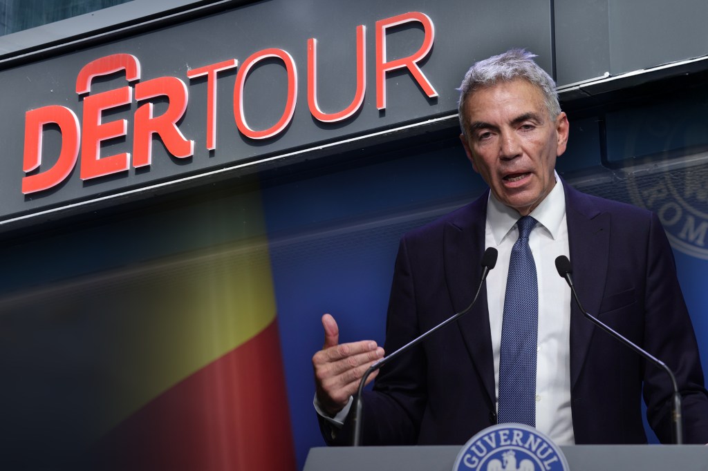 Dragoș Anastasiu and the Dertour group. Collage: Ion Mateș / Hotnews. Inquam Photos / Octav Ganea and Shutterstock