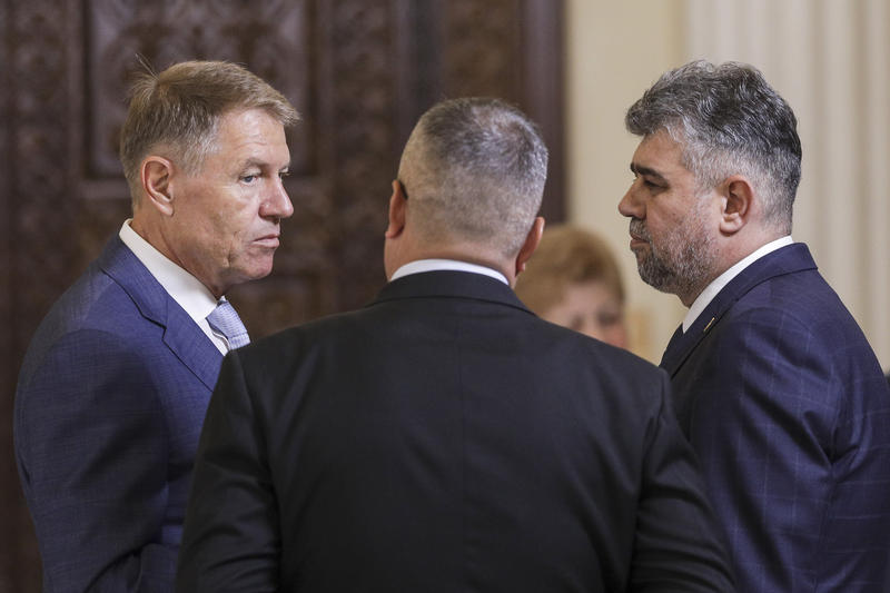 Klaus Iohannis, Marcel Ciolacu and Nicolae Ciuca in Cotroceni, photo: Inquam Photos / Octav Ganea