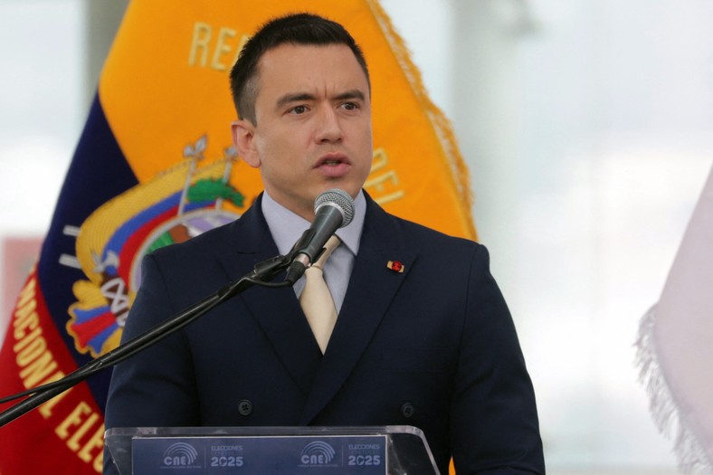 Daniel Noboa after re -election in the center of Quito, May 15, 2025.