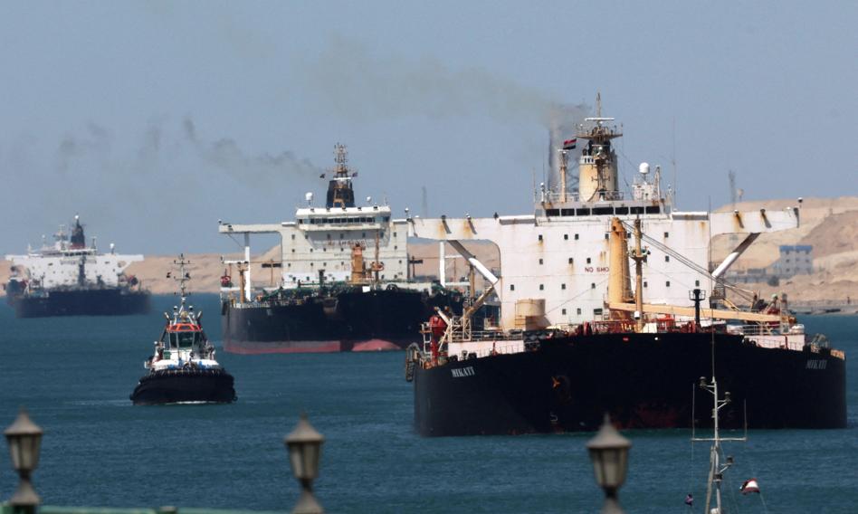 The number of ships flowing through the Suez Canal has dropped from 80 to 35
