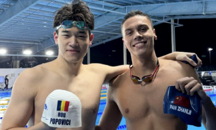 Zhanle and Popovici, holders of the best times in history at 100 m. Photo World Aquatics