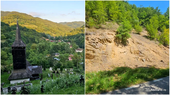 The village of Rovina and the place where the gold and copper deposit was discovered. Photo: Daniel Guță