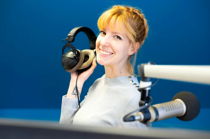 woman, voice, radio, headphones
