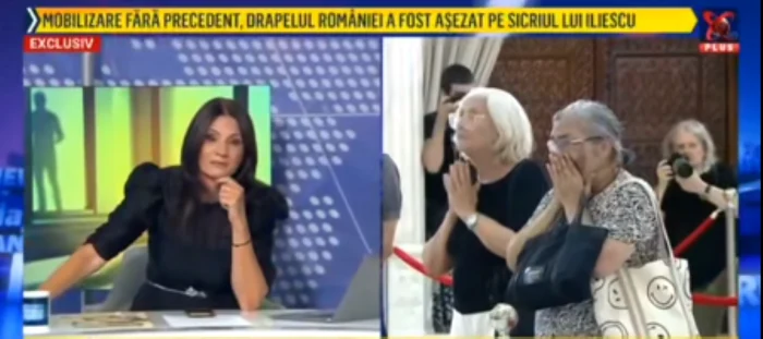 Anca Alexandrescu was crying live on Ion Iliescu. Photo: video capture