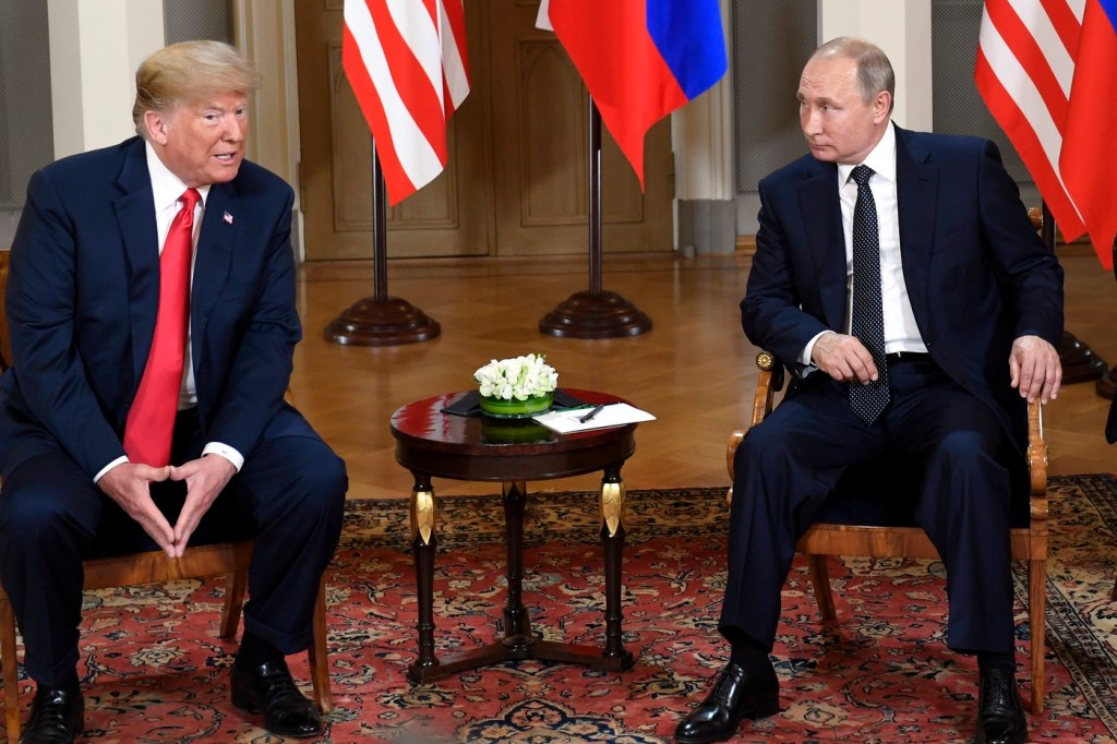 Donald Trump and Vladimir Putin in Helsinki, Finland, in July 2018. Photo: Profimedia