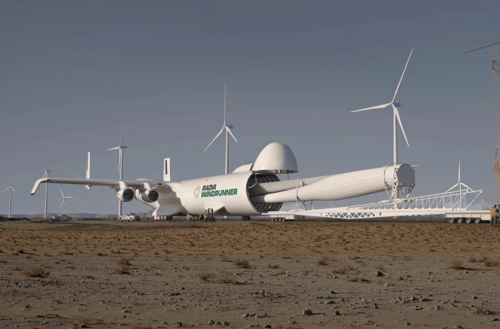 The plane would transport components of wind power plants / photo source: radia.com