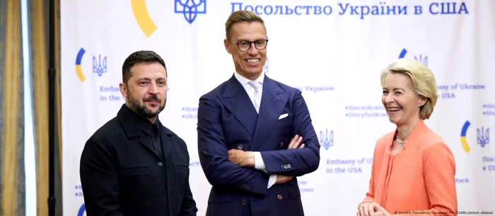 Finnish President Stubb, along with Ukrainian counterpart Zelenski and Ursula von der Leyen  