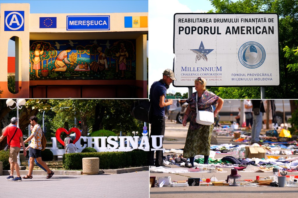 Left upper, time: bus stop renovated in Mereșeuca village, panel on public roads, improvised talc on the street and the area of ​​the opera in Chisinau. Photo: Adi Iacob / Hotnews
