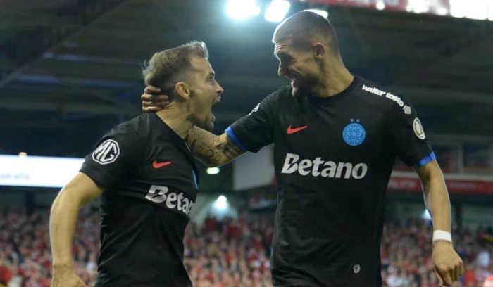 Olaru and Bîrligea took the champion in the Europa League group. Photo Facebook FCSB 