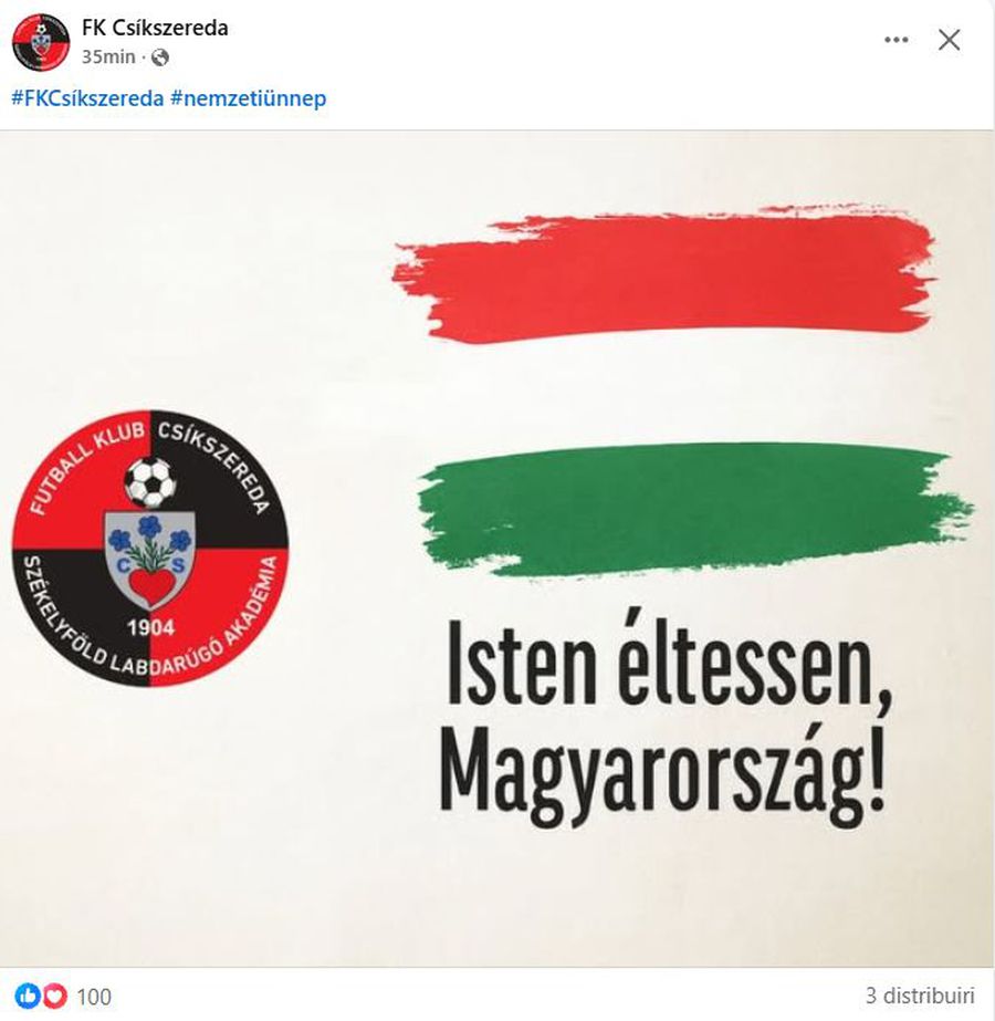 A Super League club, a message of the National Day of Hungary: