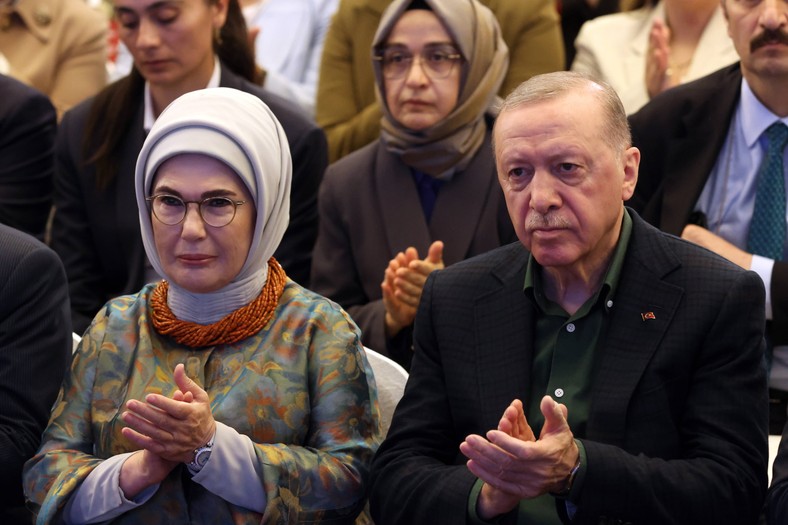 Turkey President Recep Tayyip Erdogan with his wife Emine Erdogan. Ankara, July 12, 2025