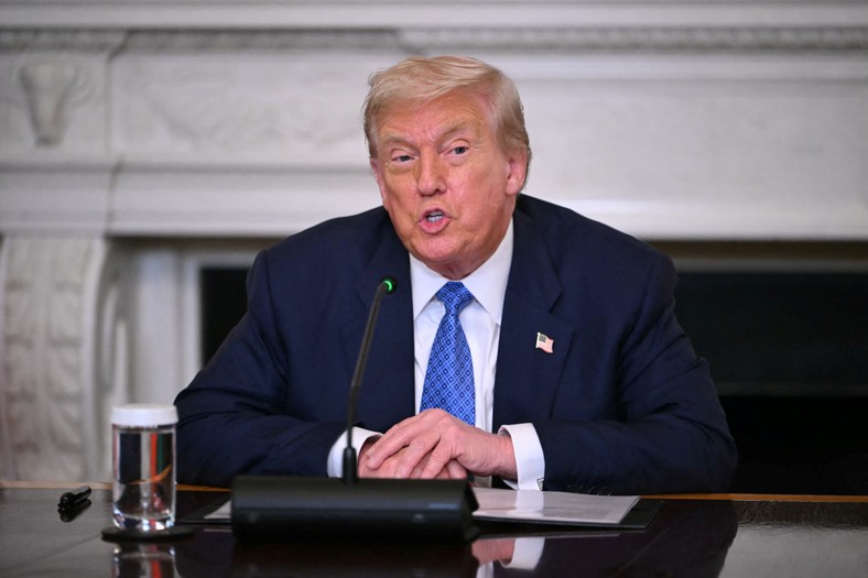 US President Donald Trump during a meeting with the leaders of Armenia and Azerbaijan, Washington, August 8, 2025.