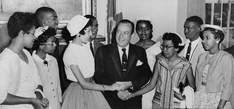 Nine black students, later known as "Little Rock Nine" During the meeting with the mayor of New York Robert F. Wagner Jr.
