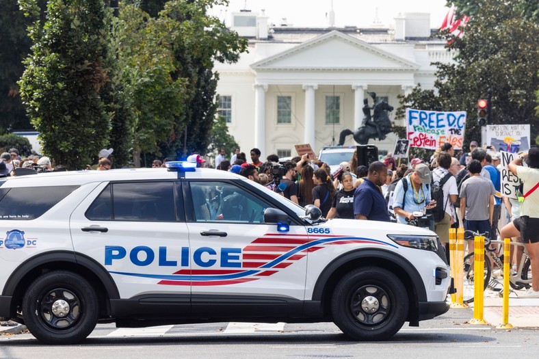 Protest against the decision of Donald Trump on the distribution of the National Guard in the capital. Washington, August 11, 2025