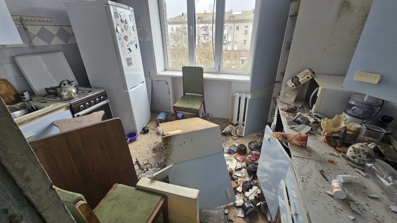 Destruction after Russian attacks in Cherson, March 13, 2025.