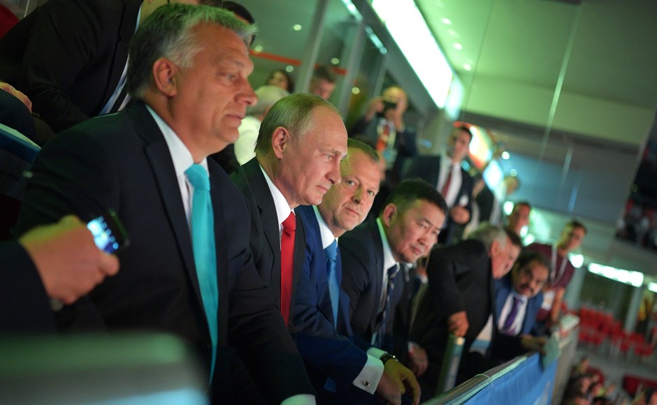 Viktor Orban and Vladimir Putin at the Judo World Championships, August 2017.