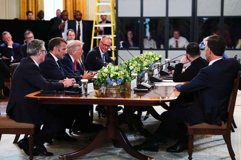 European leaders during a meeting with Donald Trump