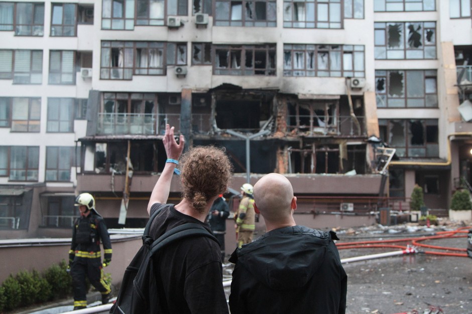 Apartment block in Kiev after the attack of Russian drones, July 21, 2025.