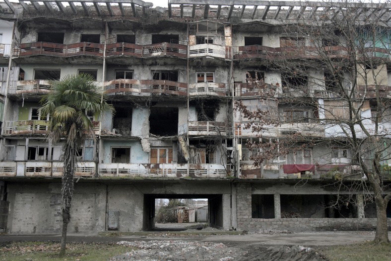 Destruction after the war in Suchumi, Georgia (illustrative photo)