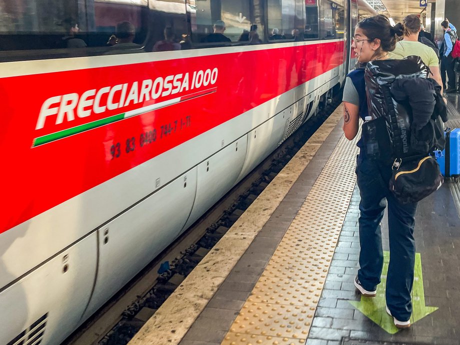 In anticipation of a train in Italy