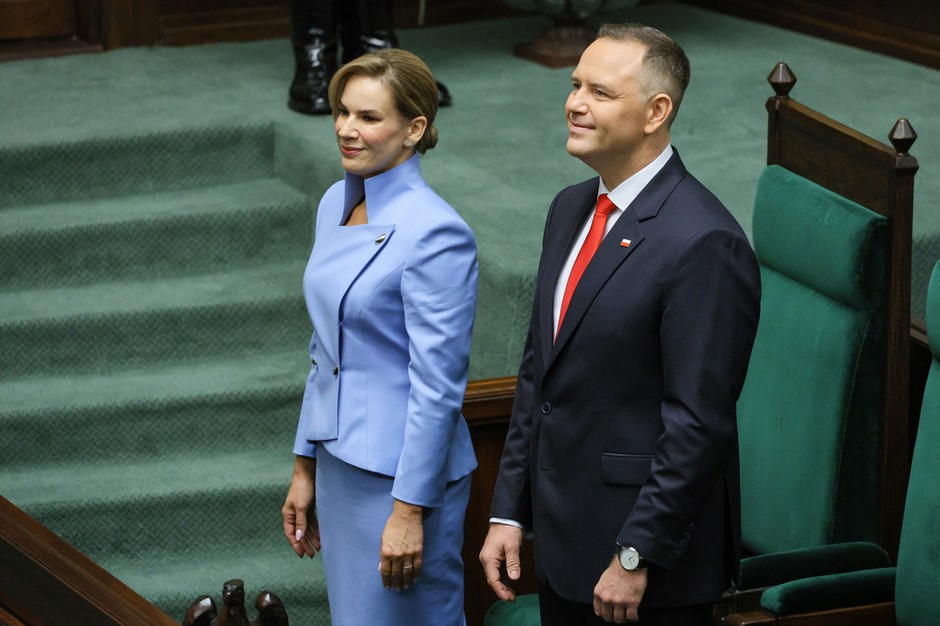 Marta Nawrocka and Karol Nawrocki during swearing in