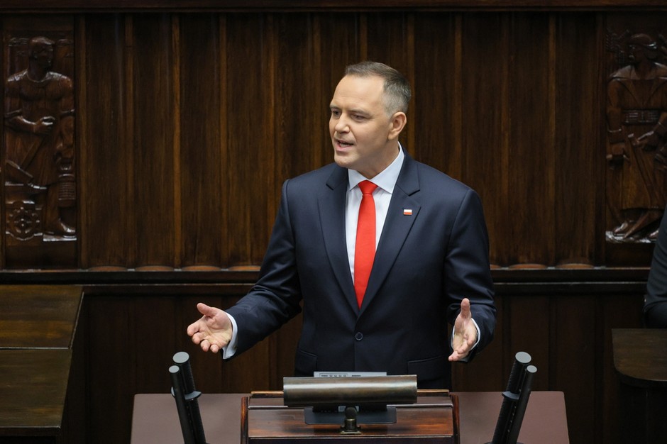 Karol Nawrocki during the message