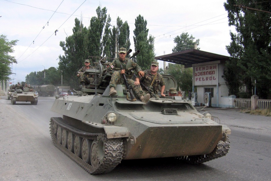 Georgian armored cart on Gori Street, August 8, 2008