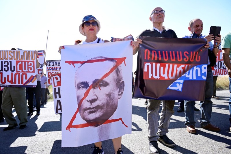 Protest against a military base of Russia in Armenia. 