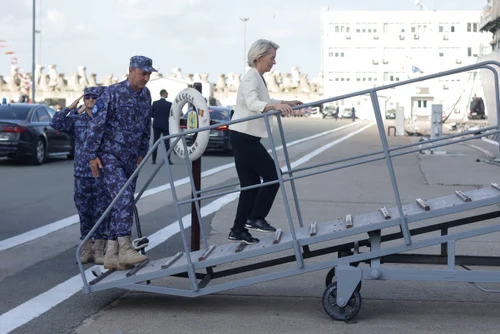 The visit of the President of the European Commission Ursula von der Leyen on the frigate King Ferdinand, in the port of Constanța. Photo inquam Photos / George Calin