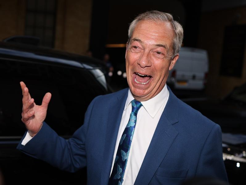 Nigel Farage leaves Glaziers Hall, in central London, after announcing that he will run for clactton choices and replace Richard Tice as a leader of the UK Reform, June 3, 2024, photo: Marin Nowak / LNP / Shutterstock Editorial / Profimedia
