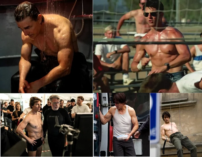 Images with Tom Cruise's toned body at 63 years old DMS collage