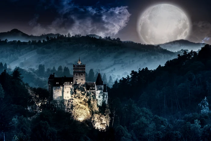 Nocturnal image with Castle Bran Photo Shutterstock