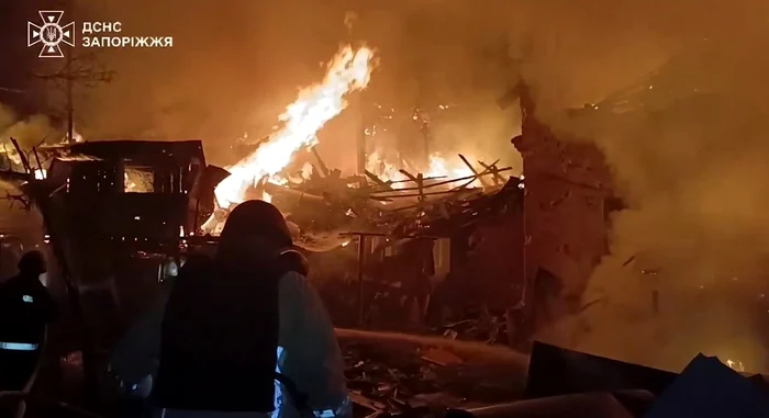 Bombardments and fire in Zaporojie. Photo: video capture