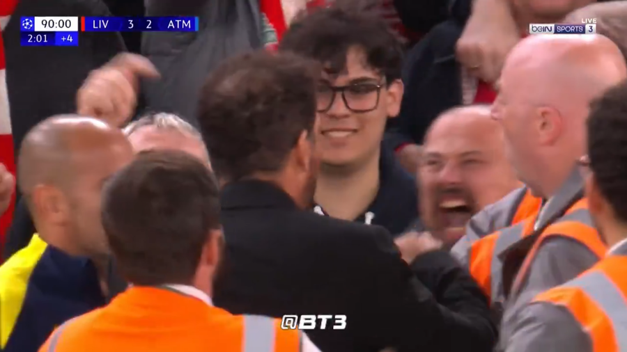 Diego Simeone faces the fan that offended the whole match The punishment waiting for Diego Simeone after altercation with Liverpool's fan