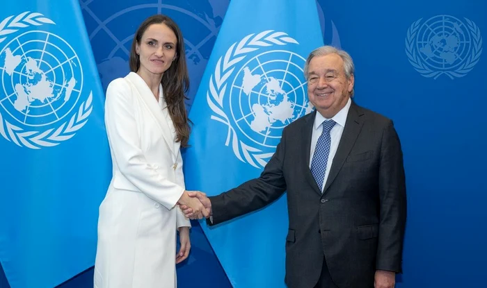 Oana Țoiu, meeting with Antonio Getterres, UN Secretary General Photo: X/Oana Țoiu