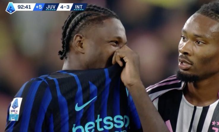 Marcus Thuram, laughing with Khephren Thuram