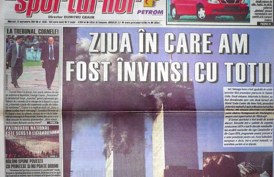 The cover of the Sports Gazette of September 12, 2001 September 11, 2001,