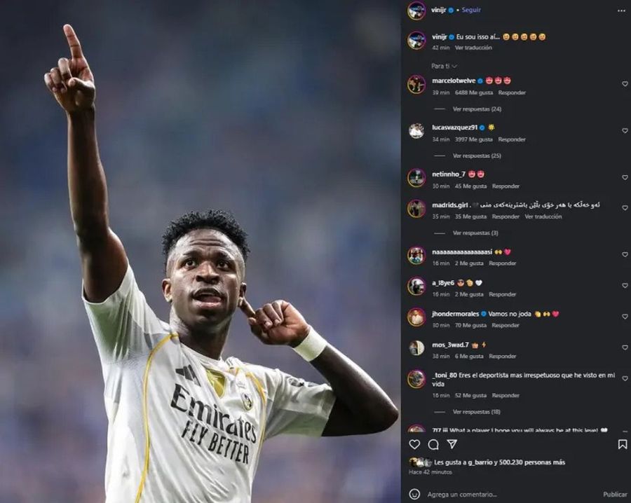 This is how Vinicius responded to critical messages from supporters / photo: Instagram Oviedo's supporter, detained in Spain for racist gestures at Vinicius and Mbappe