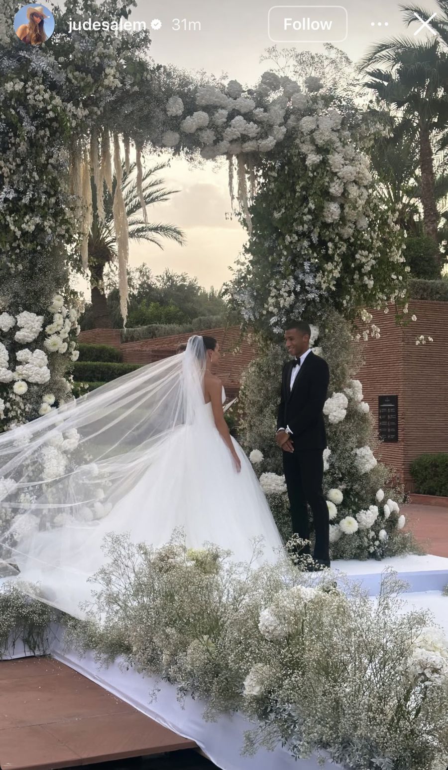 Felix Auger-Aliassime and Nina Ghaibi in front of the Instagram photo altar The Semifinalist at the US Open 2025 married in Morocco
