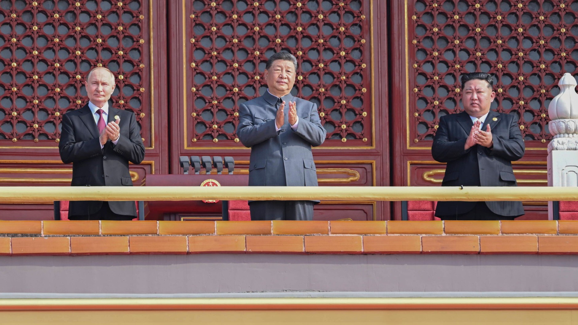 Vladimir Putin, Xi Jinping and Kim Jong Un during the military parade. Beijing, September 3, 2025
