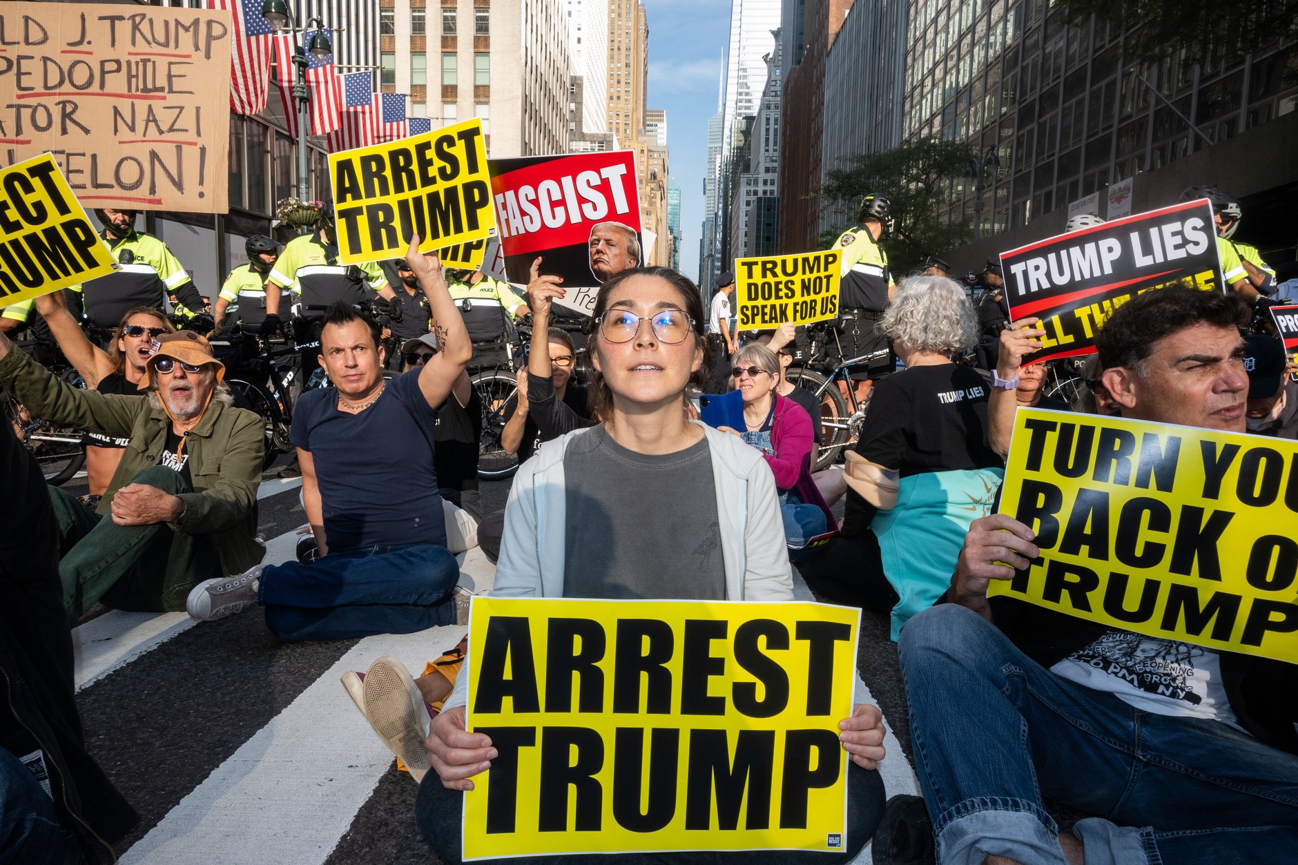 Protesters in front of the UN headquarters