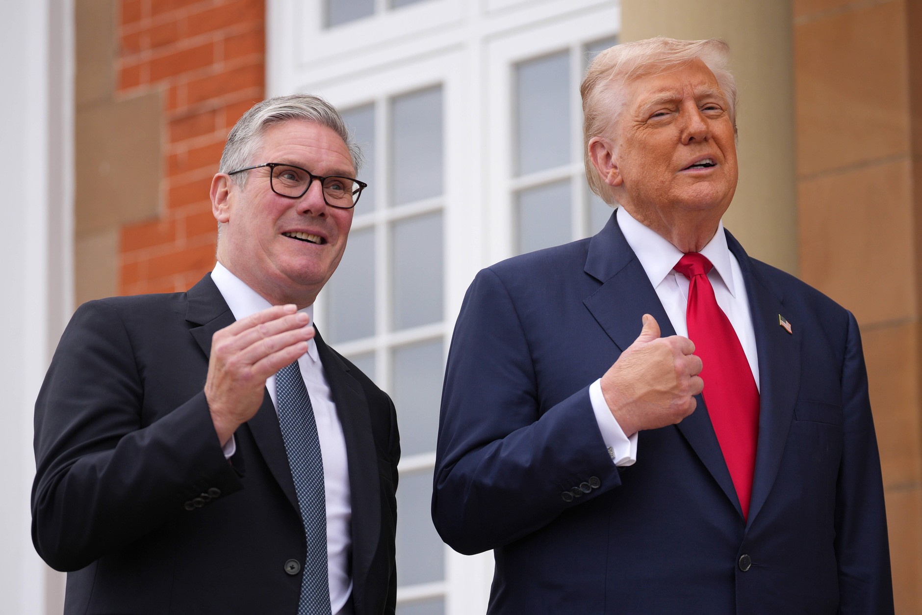 Prime Minister Keir Starmer and President Donald Trump in the Trump Turnberry golf course at South Ayrshire, July 28, 2025.