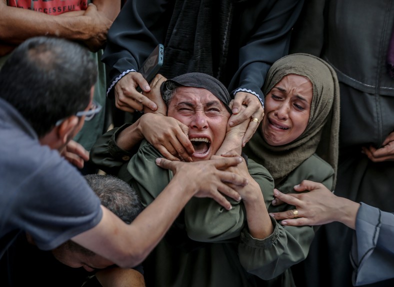 Palestinians mourning loved ones who died in an Israeli attack on the city of Gaza on September 2, 2025.