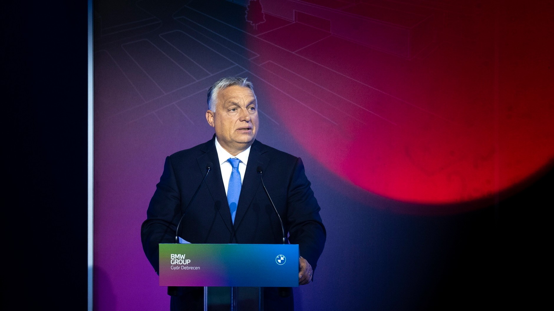 Viktor Orban speaks during the opening of the new BMW factory in Debreczyn, September 26, 2025.