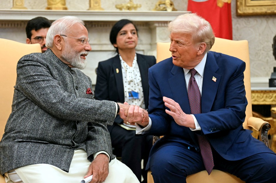 US President Donald Trump and the Prime Minister of India Narendra Modi in the Oval Office of the White House in Washington, February 13, 2025.